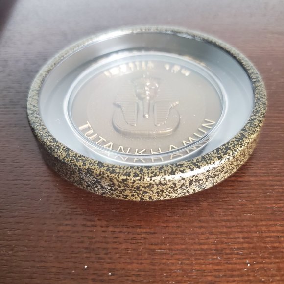 Vintage King Tut Collectible Coasters Boxed Set of 4 Embossed Imprinted Egyptian - Picture 5 of 5